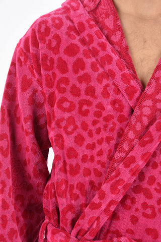 HOME animal printed cotton bathrobe with hood