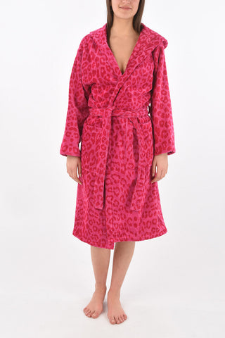 HOME animal printed cotton bathrobe with hood