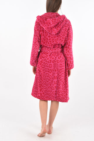 HOME animal printed cotton bathrobe with hood