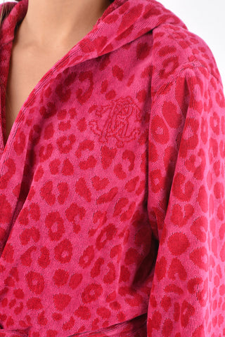 HOME animal printed cotton bathrobe with hood