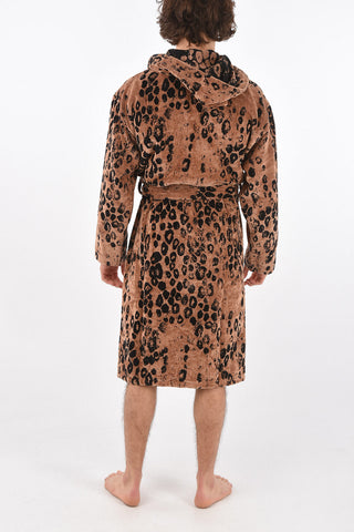 HOME animal printed sponge bathrobe with hood