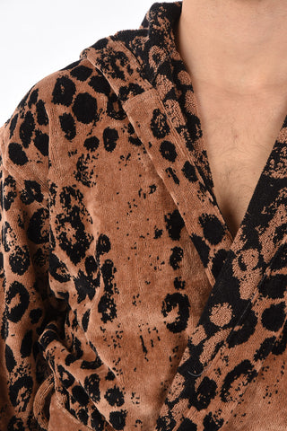 HOME animal printed sponge bathrobe with hood