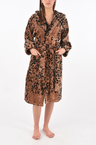 HOME animal printed sponge bathrobe with hood