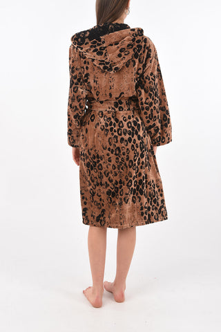 HOME animal printed sponge bathrobe with hood