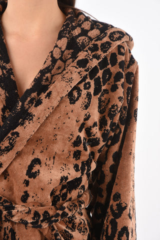 HOME animal printed sponge bathrobe with hood