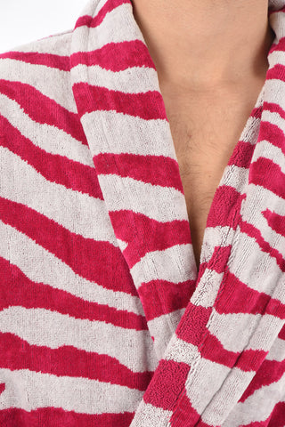 HOME zebra printed sponge bathrobe with hood