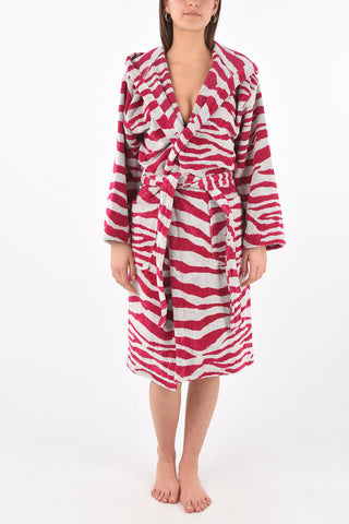 HOME zebra printed sponge bathrobe with hood