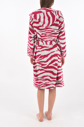 HOME zebra printed sponge bathrobe with hood