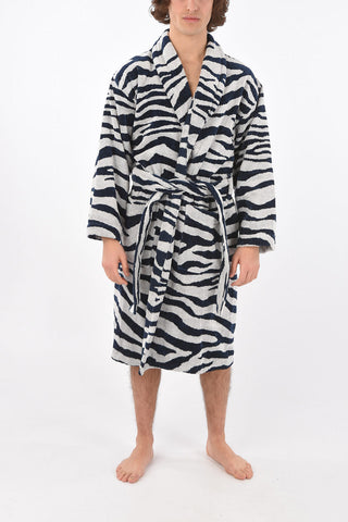 HOME zebra printed sponge bathrobe