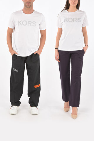 Crewneck T-shirt with Studded Logo