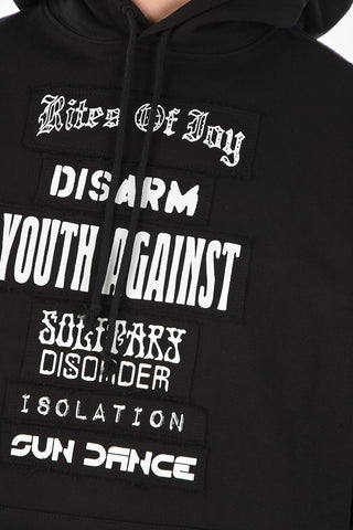 hooded RITES OF JOY sweatshirt with maxi patch pocket