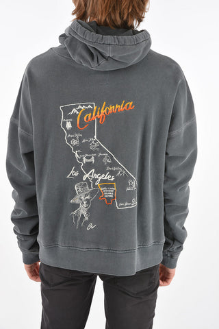 acid wash effect sweatshirt with hood and patch pocket