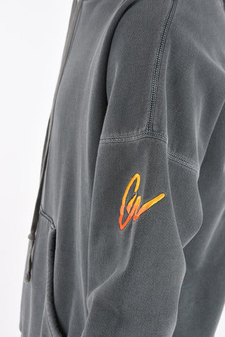 acid wash effect sweatshirt with hood and patch pocket
