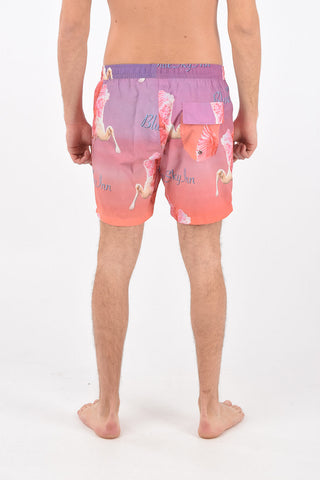 flamingo printed shorts swimsuit
