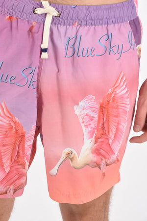 flamingo printed shorts swimsuit