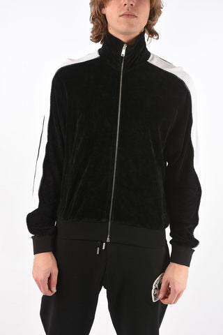 Felpa Mock Neck Bicolore in Ciniglia