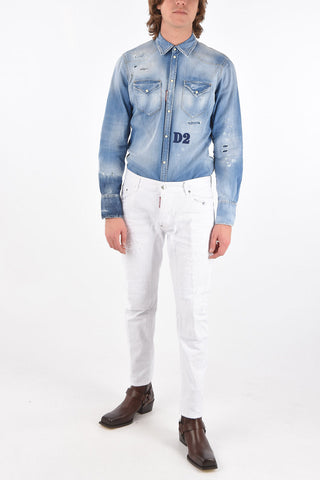 WHITE BULL Distressed TIDY BIKER Jeans 17cm