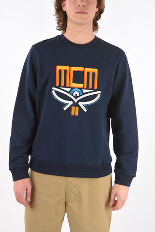 Crew Neck Embroidered Logo Cotton Sweatshirt
