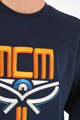 Crew Neck Embroidered Logo Cotton Sweatshirt