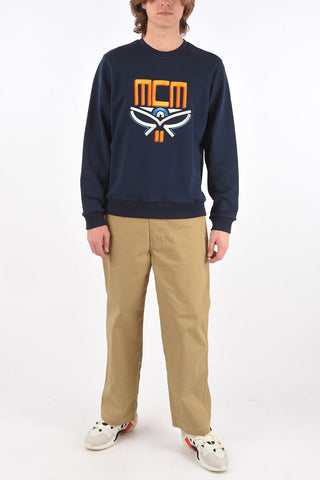 Crew Neck Embroidered Logo Cotton Sweatshirt