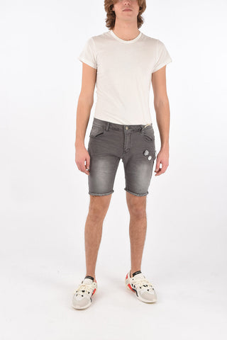 shorts GAUTHIER in denim stretch con spille