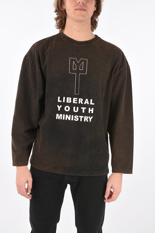 acid wash effect long sleeve t-shirt