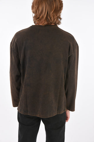 acid wash effect long sleeve t-shirt