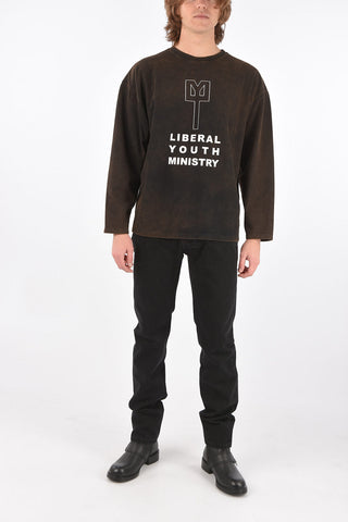 acid wash effect long sleeve t-shirt