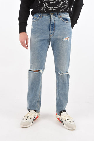 5 Pocket Light Wash Distressed Denims