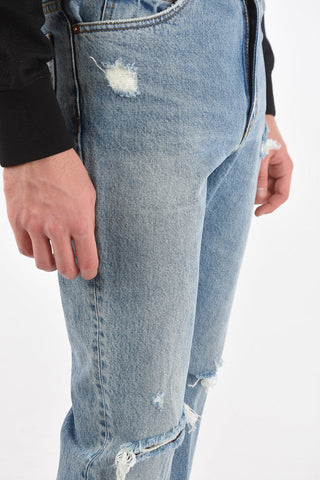 5 Pocket Light Wash Distressed Denims