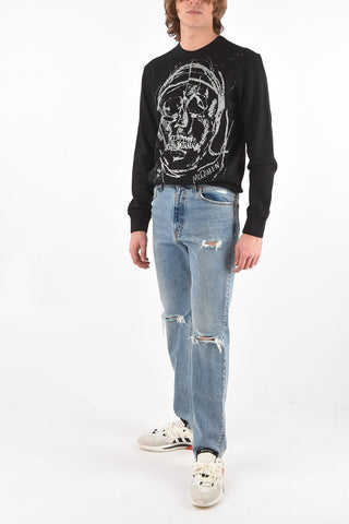 5 Pocket Light Wash Distressed Denims