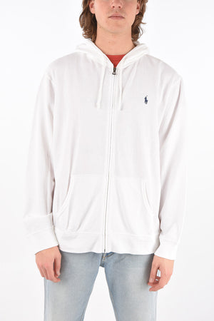 Cotton Sweatshirt with Front Zip and Hood
