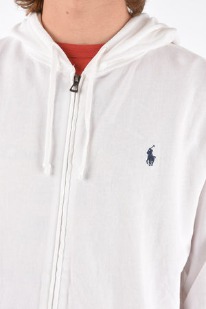 Cotton Sweatshirt with Front Zip and Hood