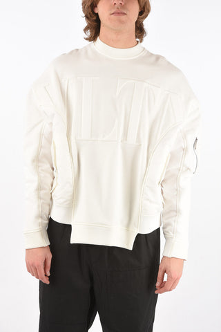 Crew Neck Padded Detail Sweatshirt with Embossed Logo