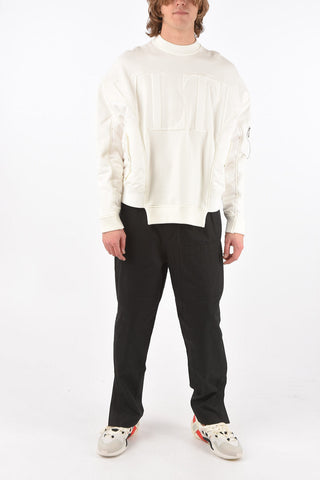 Crew Neck Padded Detail Sweatshirt with Embossed Logo