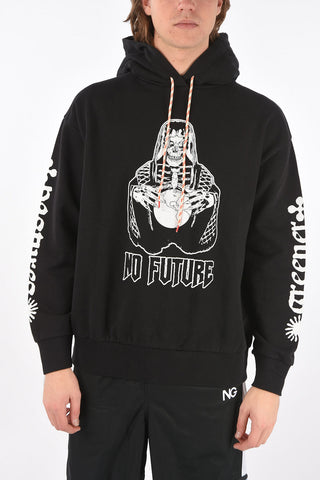 printed NO FUTURE sweatshirt with hood