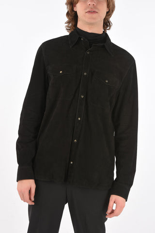 Suede Shirt with Snap Buttons