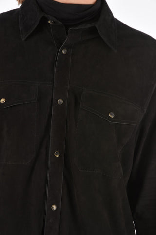 Suede Shirt with Snap Buttons