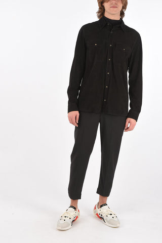 Suede Shirt with Snap Buttons