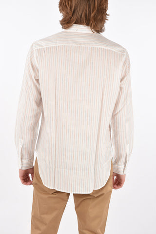 hairline striped flax blend classic collar DAN shirt