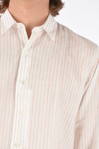 hairline striped flax blend classic collar DAN shirt