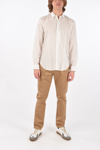 hairline striped flax blend classic collar DAN shirt
