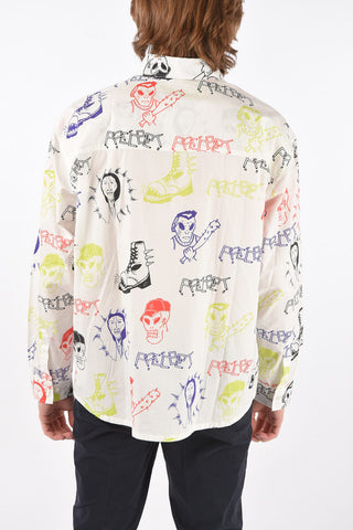 all over printed classic collar shirt with double breast patch pocket