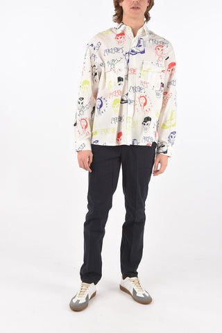 all over printed classic collar shirt with double breast patch pocket