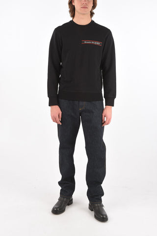 Crew Neck LOGO TAPE Brushed Cotton Sweatshirt