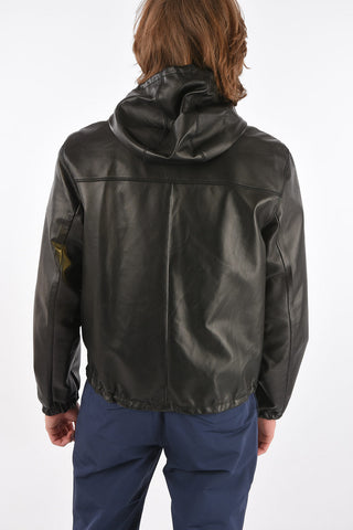 Reversible Leather Jacket with Hood