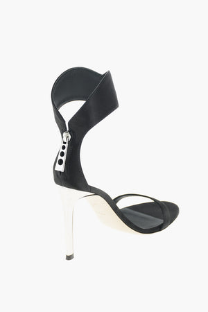 Back Zipped Satin Sandals