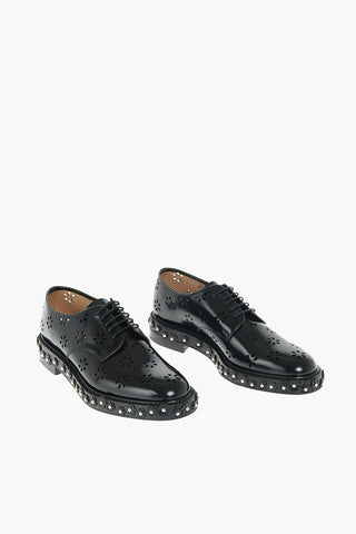 NOIR KEI NINOMIYA Derby Stringate in Pelle Traforata con Borchie