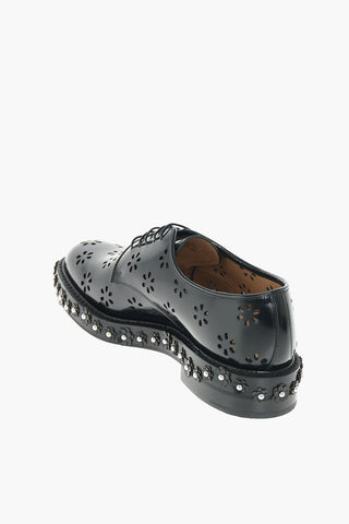 NOIR KEI NINOMIYA Derby Stringate in Pelle Traforata con Borchie