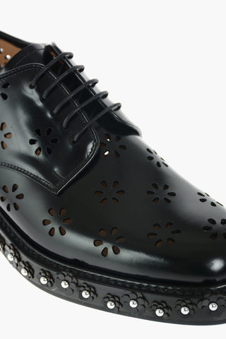 NOIR KEI NINOMIYA Derby Stringate in Pelle Traforata con Borchie